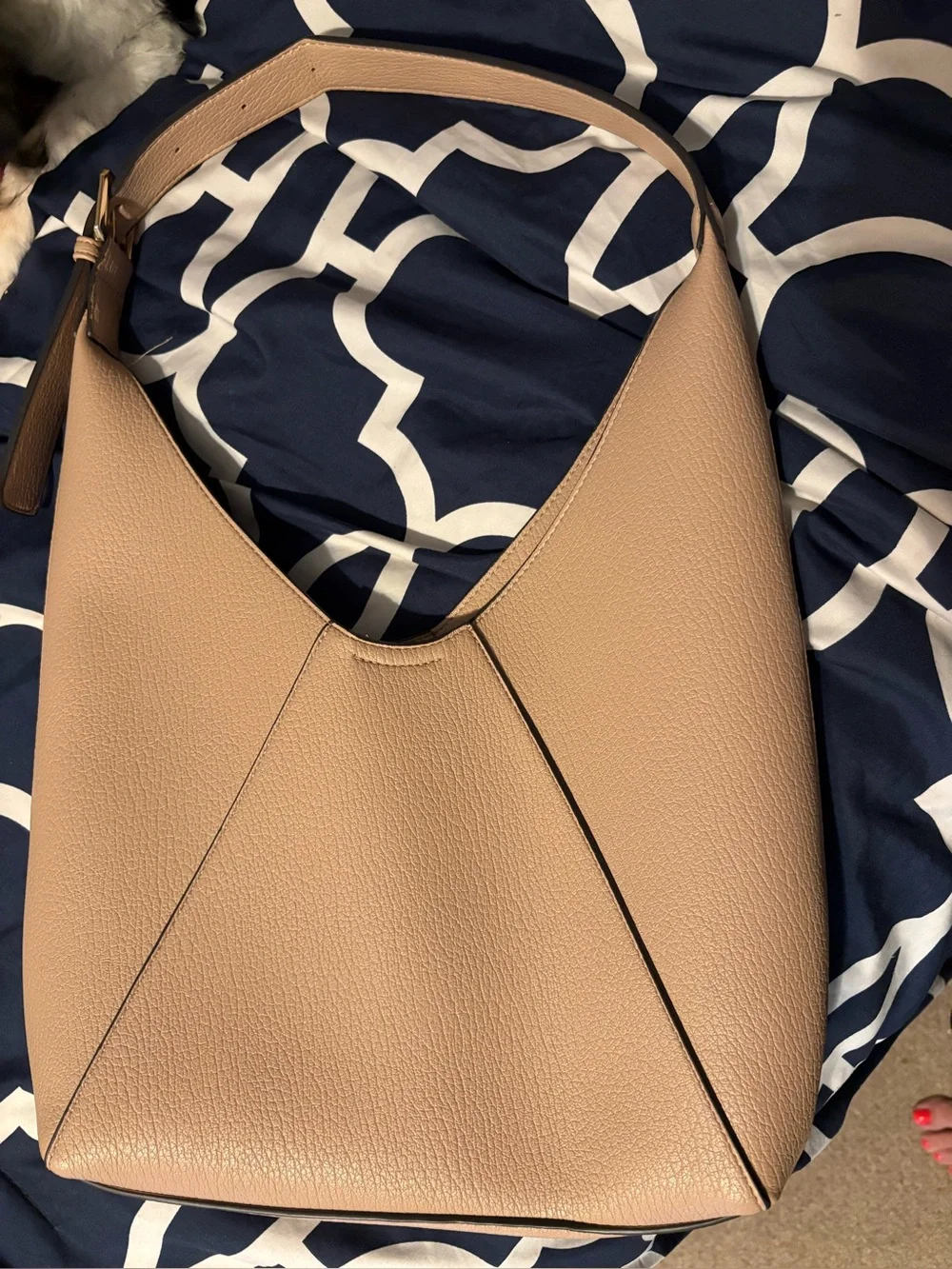 Nude Pebbled Leather Hobo Bag - Women